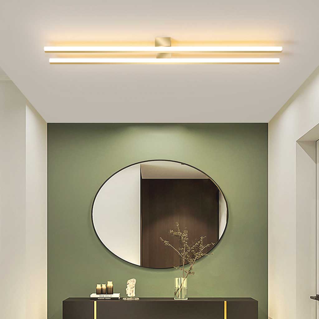 Semi Flush Mount Ceiling Light Linear Gold Bathroom