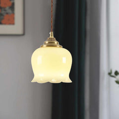 Small Pendant Light French Cream Flower Resin Corner