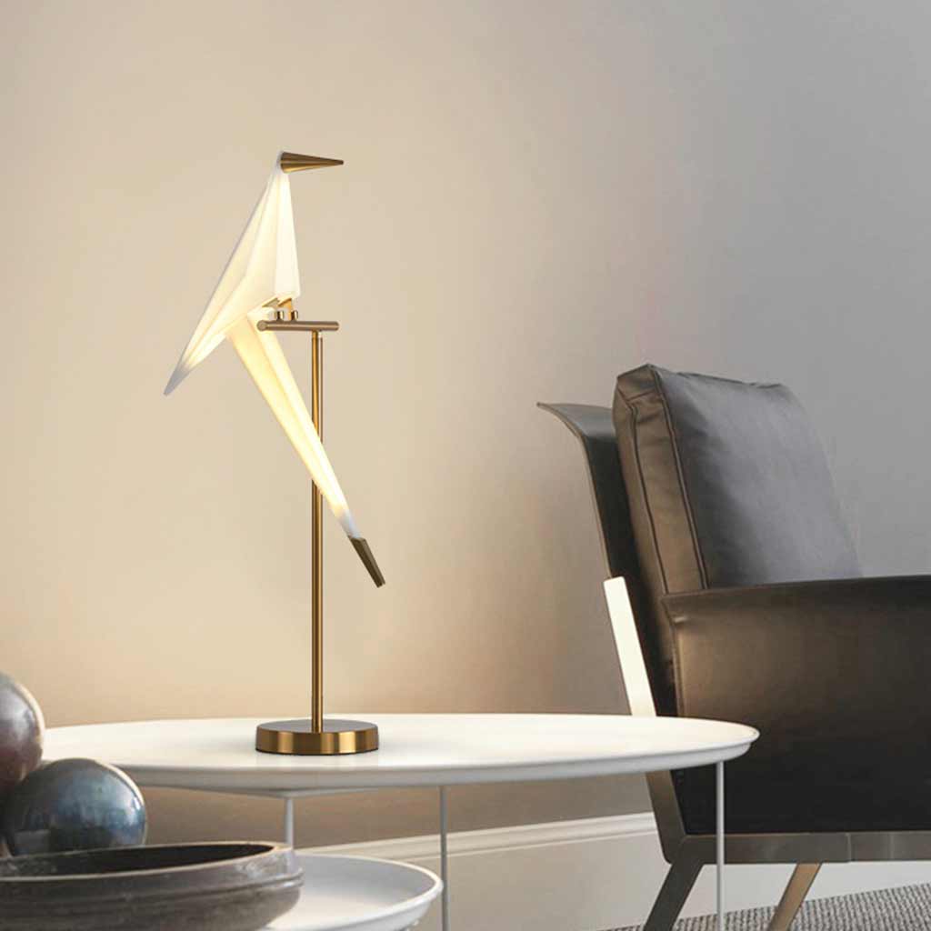 Table Lamp Decorative Bird Crane LED Gold Sitting Room