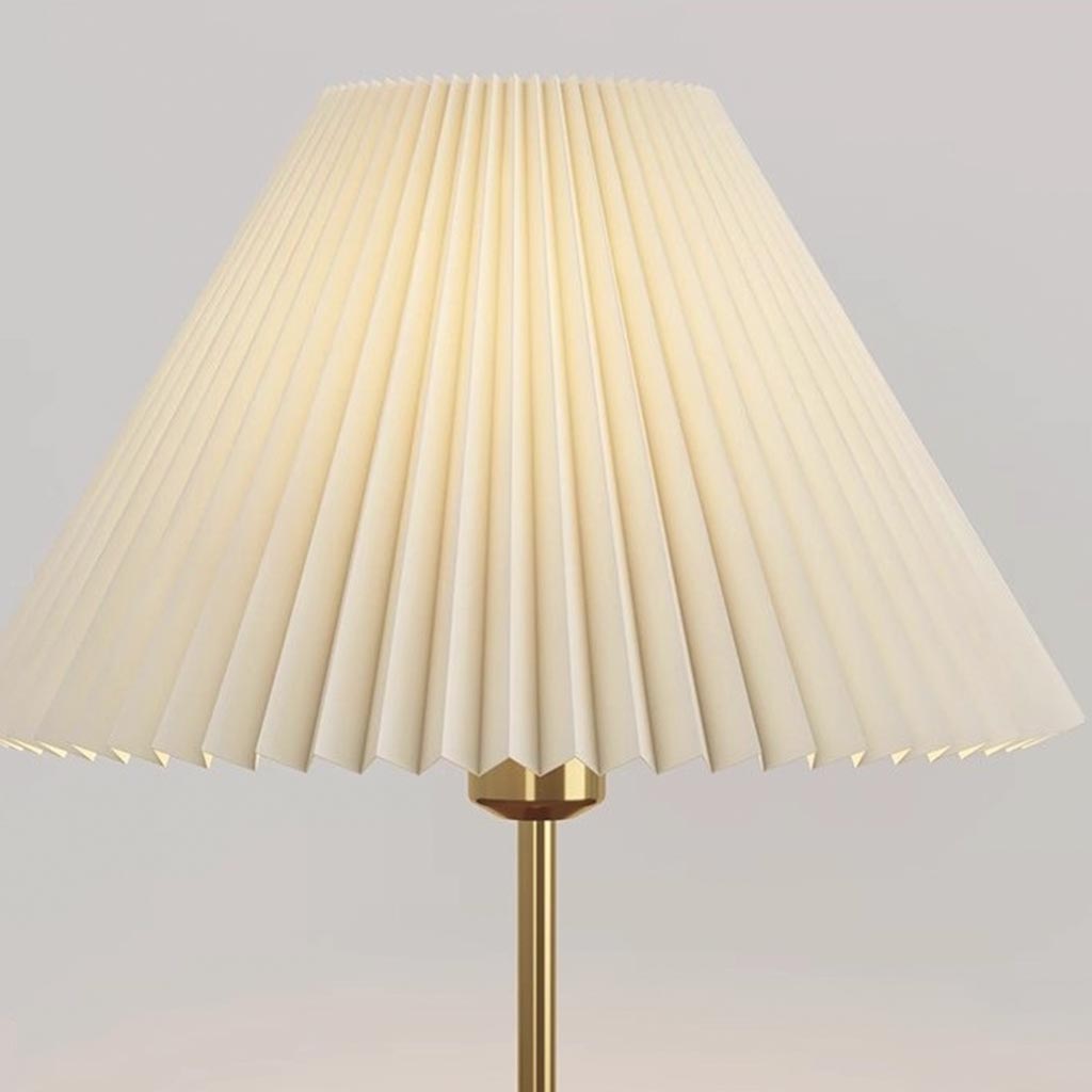 Table Lamp Decorative Walnut Wood with Pleated Shade