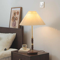 Table Lamp Retro Decorative Walnut Wood Bedroom