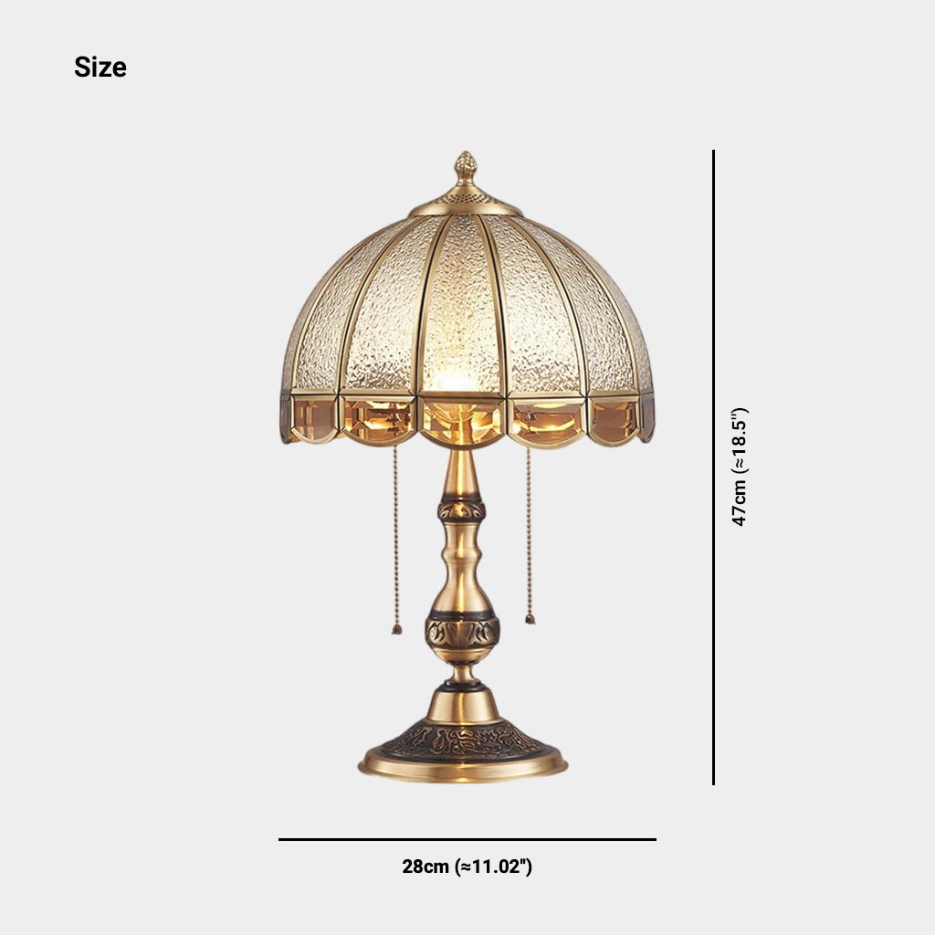 Table Lamp Vintage Brass Umbrella with Pull Chain Size