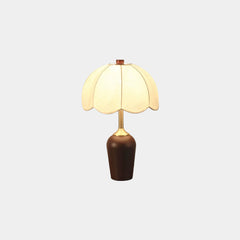 Table Lamp Wood Brass with Cloth Shade