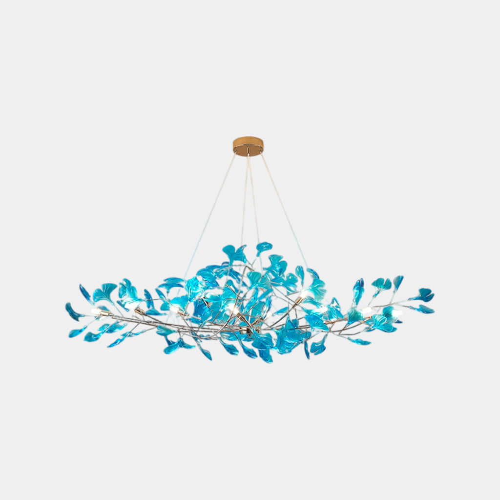 Unique Elegant Acrylic Ginkgo Leaf Chandelier Blue