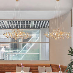 Unique Elegant Acrylic Ginkgo Leaf Chandelier Dining Room