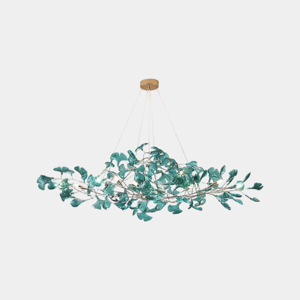 Unique Elegant Acrylic Ginkgo Leaf Chandelier Green