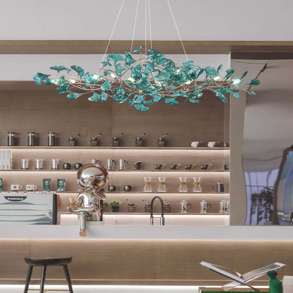 Unique Elegant Acrylic Ginkgo Leaf Chandelier Kitchen Island