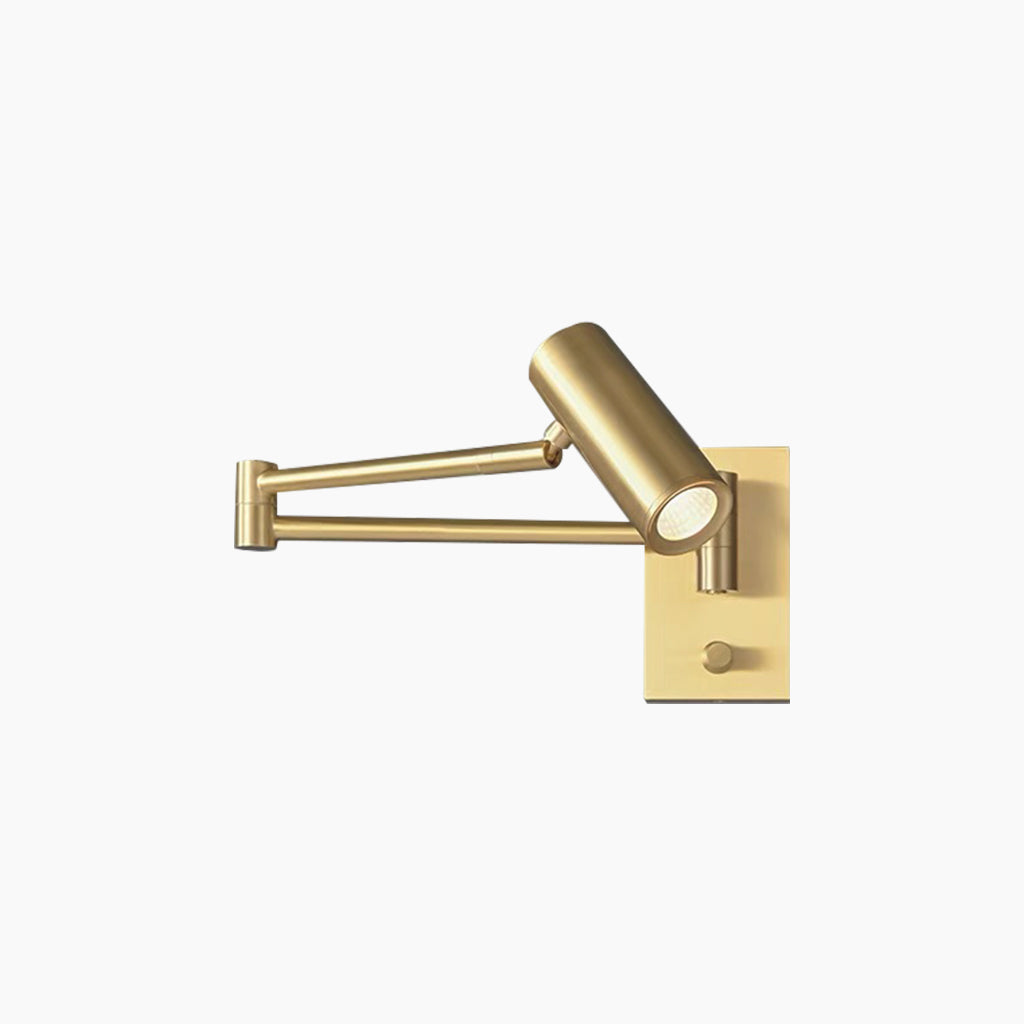 Wall Lamp Spotlight with Swing Arm and Switch Gold