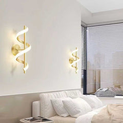 Wall Lamp Wavy Linear Gold Two Bedroom