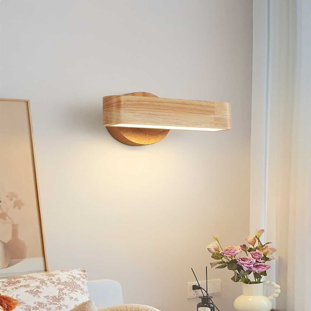 Wall Mount Light Wooden Rotatable LED Log Color Bedroom