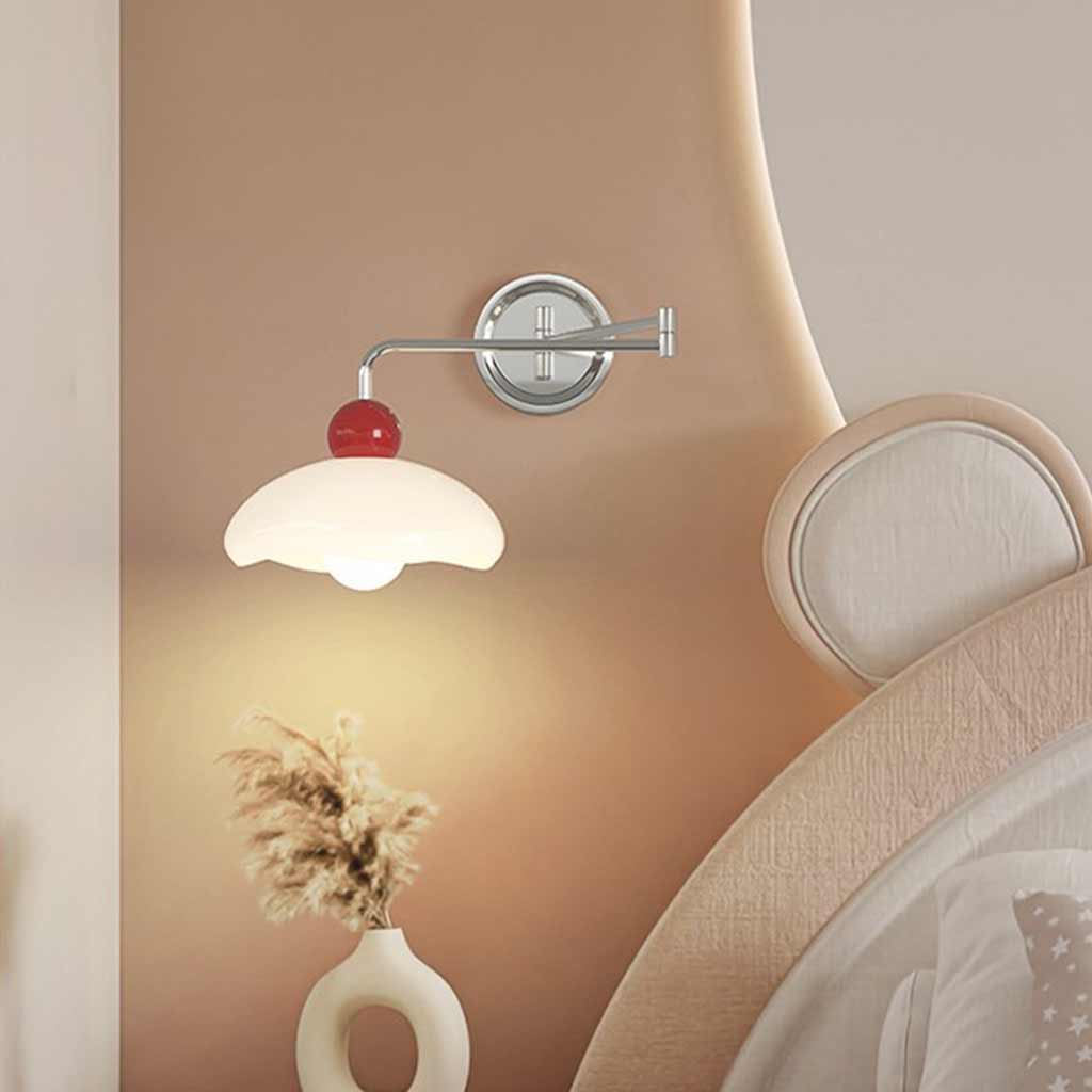 Wall Sconce Bauhaus Cream Metal Adjustable Swing Arm White Bedroom