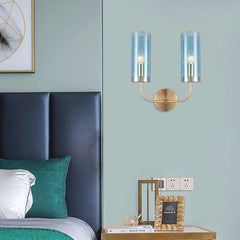 Wall Sconce Candle Glass Cylinder Blue Bedroom