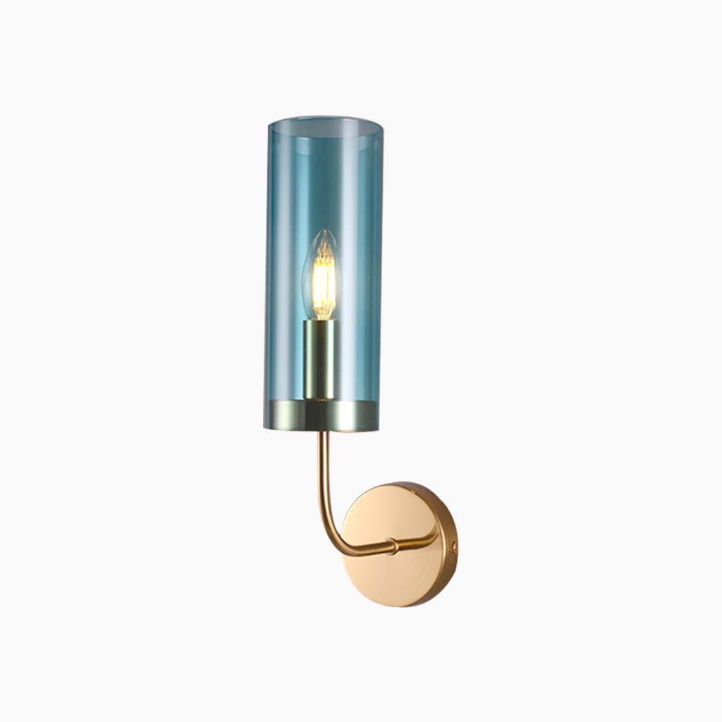 Wall Sconce Candle Glass Cylinder Blue