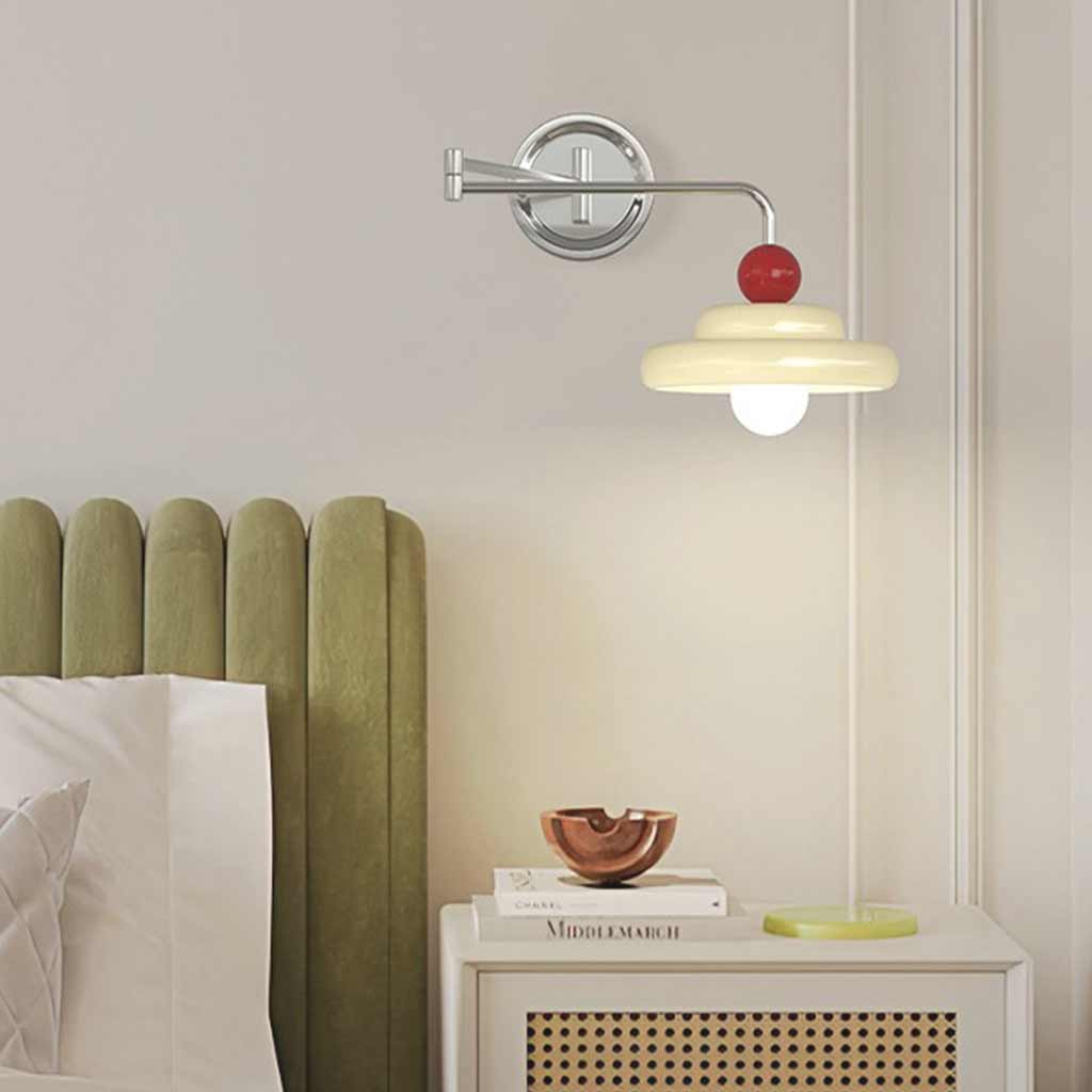 Wall Sconce Cream Metal Adjustable Swing Arm Bedroom