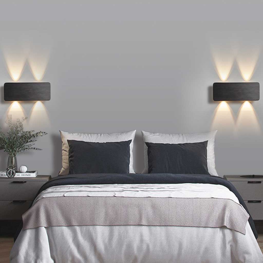 Wall Sconce LED Rectangle Linear Black Bedroom