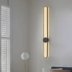 Wall Sconce Lamp Aluminum Long Oval Black Living Room