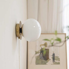 Wall Sconce Light Bauhaus Cream Glass Ball Corner