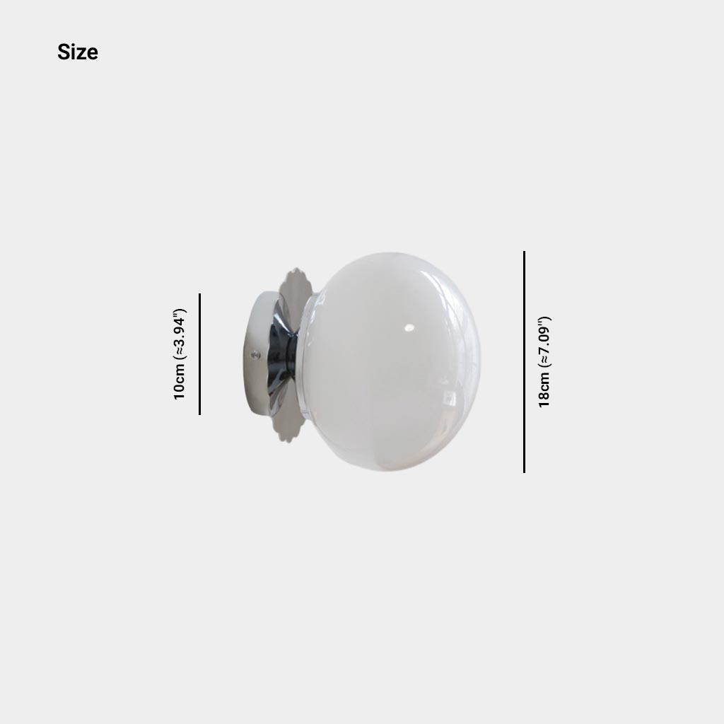 Wall Sconce Light Bauhaus Cream Glass Ball Size