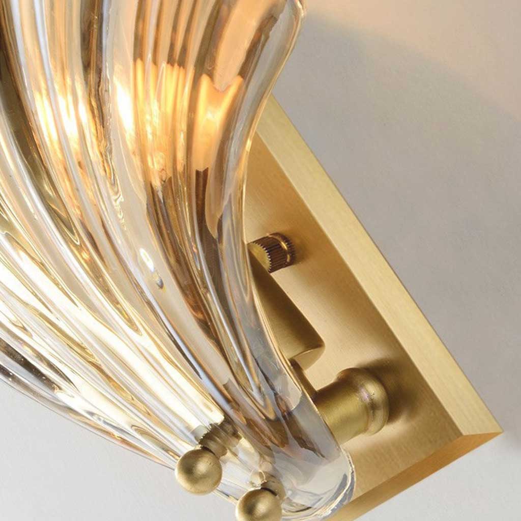 Wall Sconce Light Decorative Brass Amber Glass Shell Detail