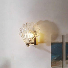 Wall Sconce Light Decorative Brass Amber Glass Shell Room