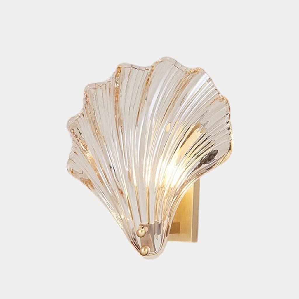 Wall Sconce Light Decorative Brass Amber Glass Shell