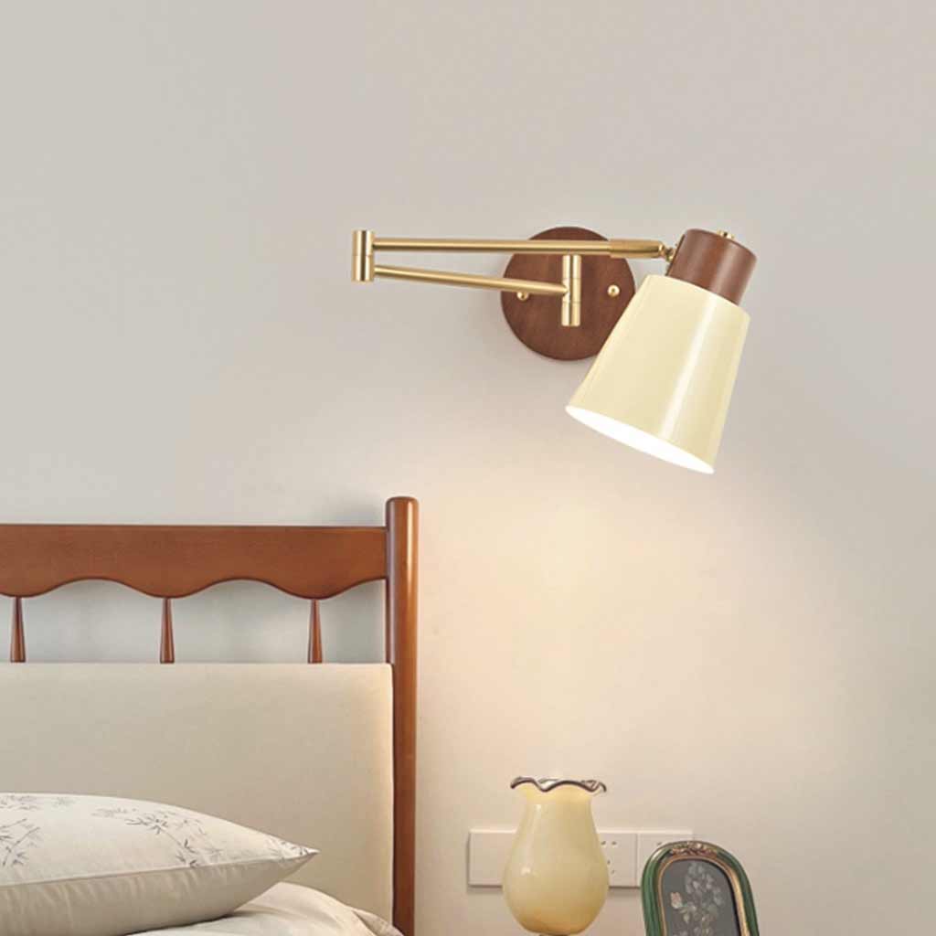 Wall Sconce Light Mid-Century Wood Adjustable Bedroom