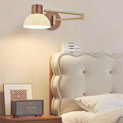 Wall Sconce Light Mid Century Wood Adjustable Swing Arm Bedroom