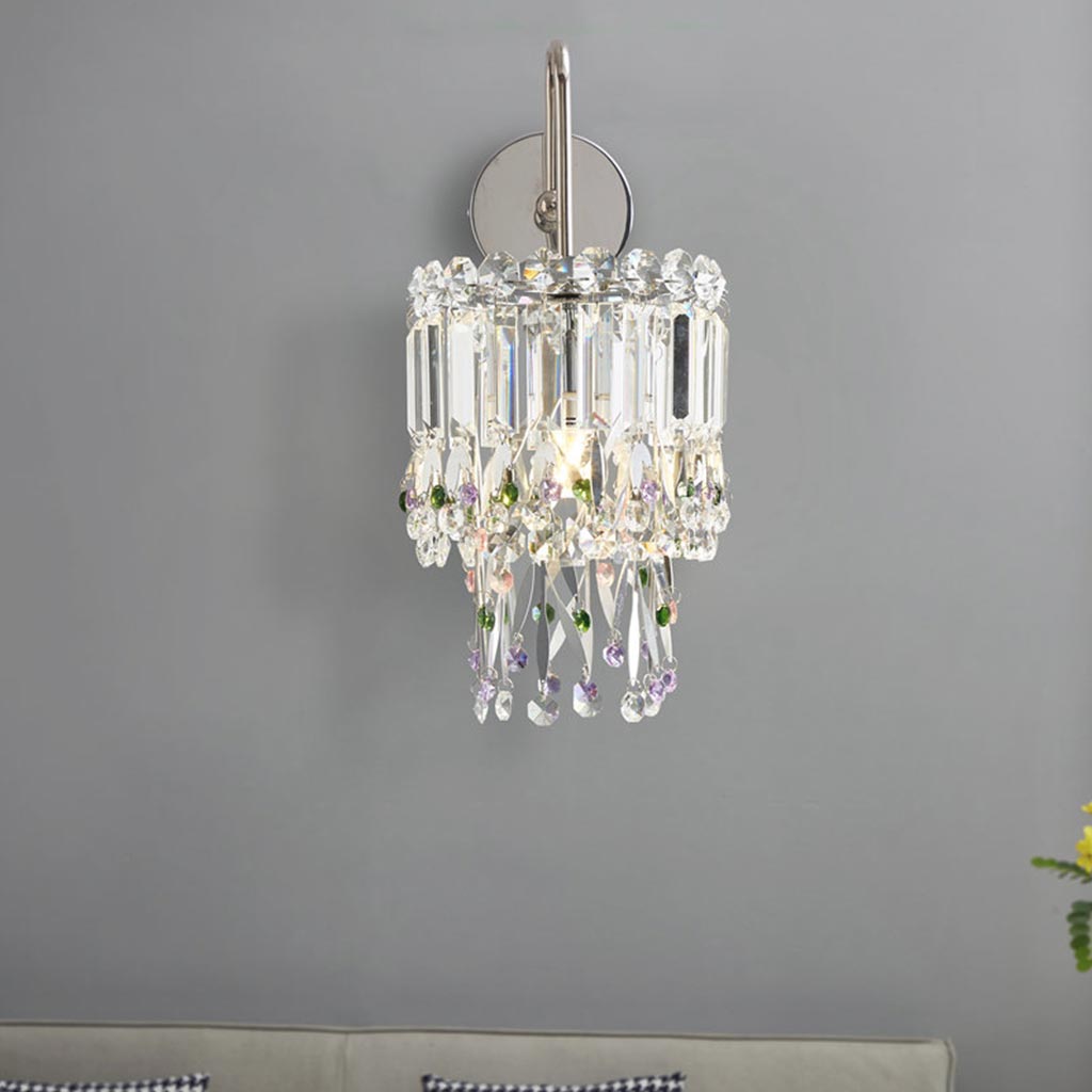 Wall Sconce Light Sleek Crystal Droplet Bedroom