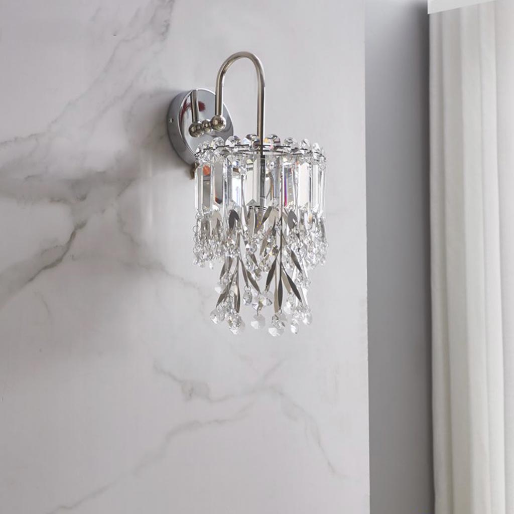 Wall Sconce Light Sleek Crystal Droplet Corner