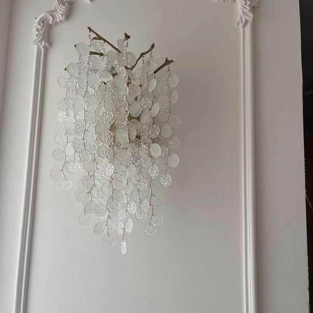 Wall Sconce Light Unique Brass Branch Glass Disc