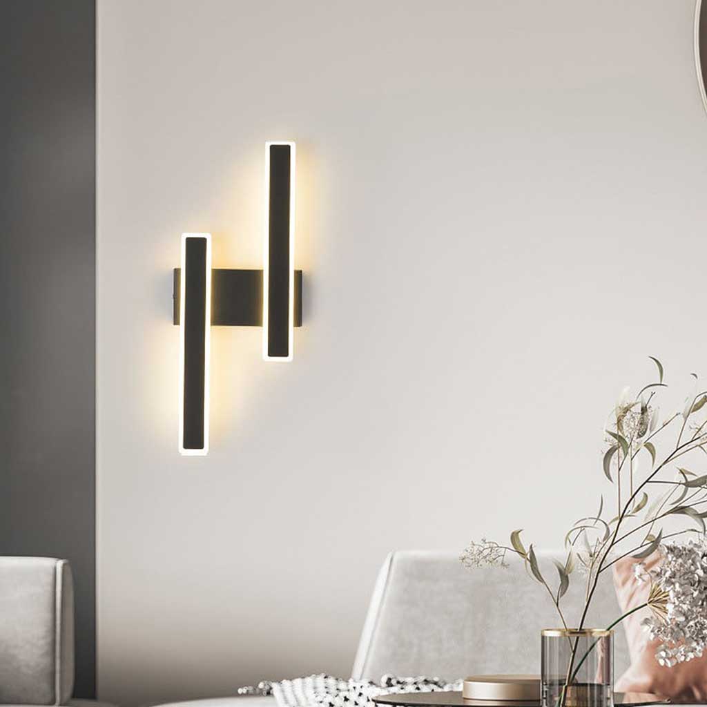 Wall Sconce Linear Double Light LED Bar Black Right Living Room