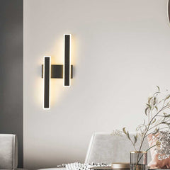Wall Sconce Linear Double Light LED Bar Black Right Living Room