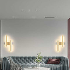 Wall Sconce Linear Double Light LED Bar Gold Pair Living Room
