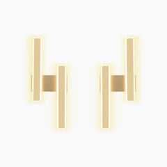 Wall Sconce Linear Double Light LED Bar Gold Pair