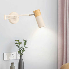 Wall Sconce Spotlight Nordic Wood Adjustable Swing Arm LED Room