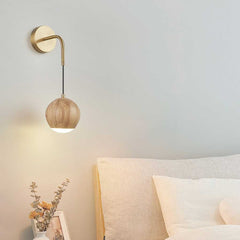 Wall Sconce Wooden Globe LED Hanging Bedroom