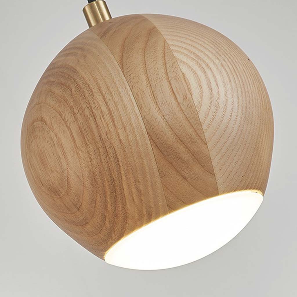Wall Sconce Wooden Globe LED Hanging Shade