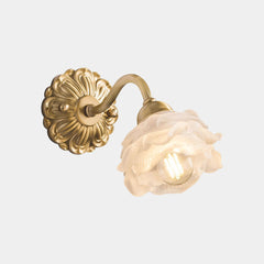 Wall Sconce Light Vintage Brass White Glass Flower