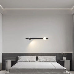 Wall Light Spotlight Unique Linear with Glass Ball Black Bedroom