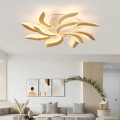 Wood Acrylic Flower Petal Flush Mount Ceiling light 12 Light Living Room