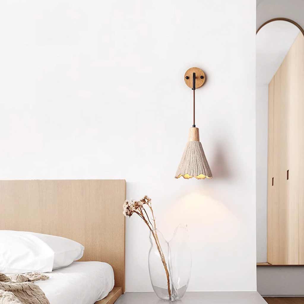 Wooden Cement Wall Lamp Nordic Bedroom