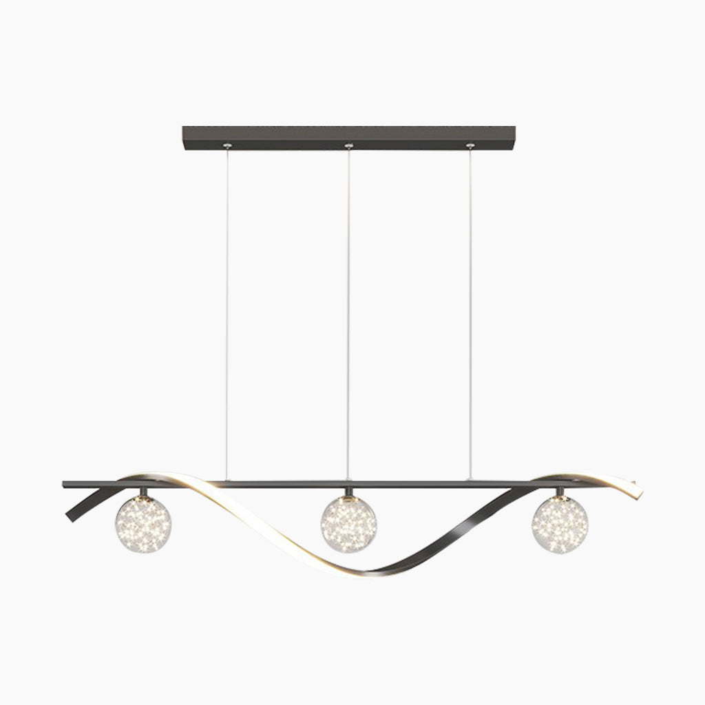 wave linear led chandelier black