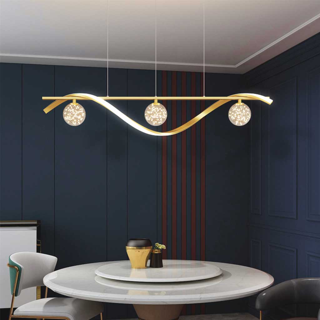 wave linear led chandelier gold table