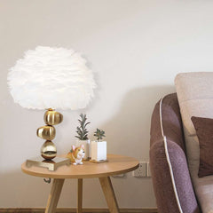 Unique Metal Pebble Feather Table Lamp