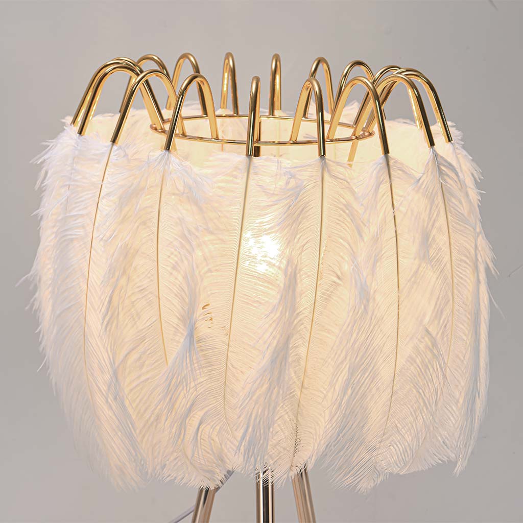 Nordic Tripod Wire Feather Table Lamp Shade